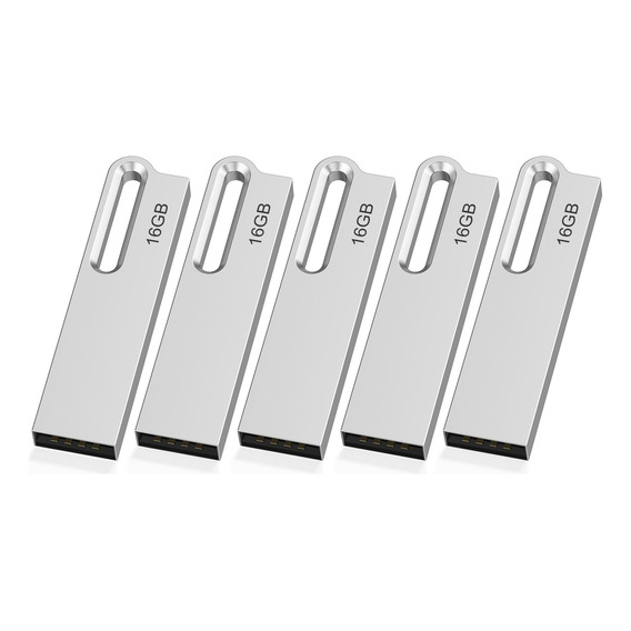 Memorias Usb 2.0 Topesel De 16 Gb, Plateado, 5 Piezas