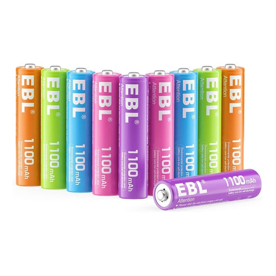 Pack De 10 Pilas Ebl Triple Aaa Recargables 1100mah Colores