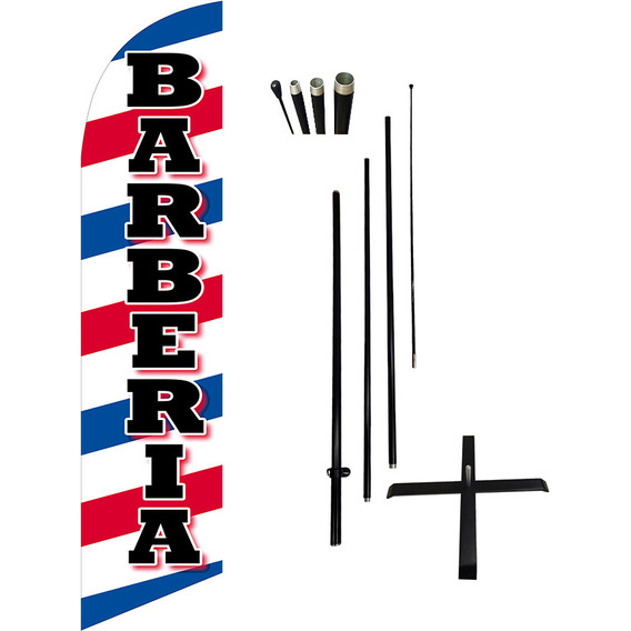 Barberia #95-x Banderas Publicitarias Kit Completo