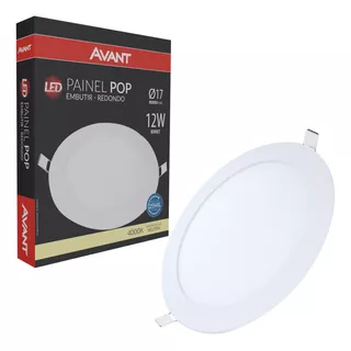 Kit 20 Plafon Painel Redondo Embutir 12w Branco Neutro 4000k