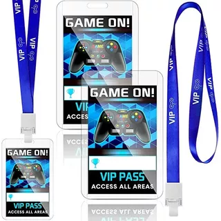 16 Piezas Blue Video Game Vip Pass Holder Tickets Set Video