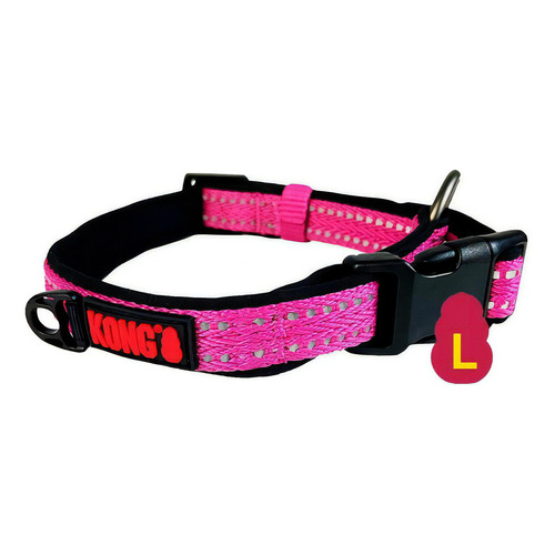 Collar Kong Nylon - Ajustable Tamaño Large - Perros Y Gatos Color Fucsia