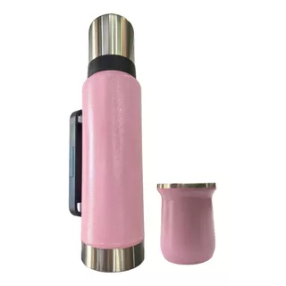 Super Combo!! Termo + Mate De Acero Inoxidable 1.3 Lt Rosa