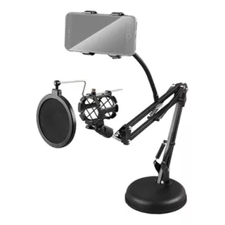 Suporte Mesa Celular Microfone Mini Pedestal Portátil Full