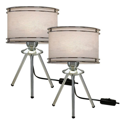 Pack X 2 Velador Acero Cromo Tripode Deco Moderna Natural