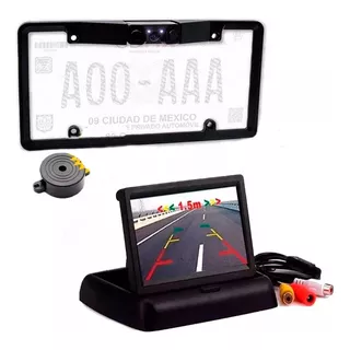 Portaplaca Doble Sensor De Reversa Y Monitor Retractil Rca