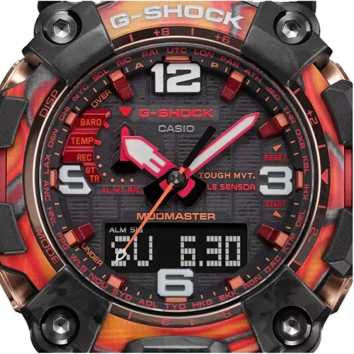 G-Shock Casio GWG2040FR-1A Reloj analógico digital para hombre, color negro  Mudmaster, Negro/Rojo Flare, Moderno