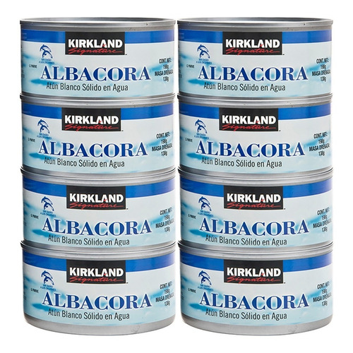 Atún Albacora En Agua Kirkland Signature  8 Latas De 198 G