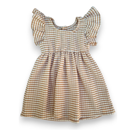 Vestido Bambula Beige Bebe Volados Ambar Kids