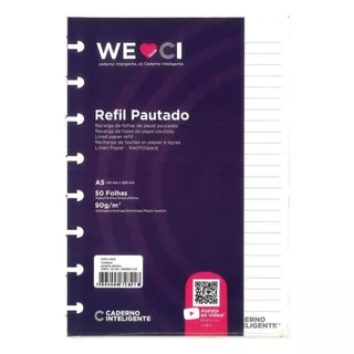 Refil Caderno Inteligente Pautado A5 90g