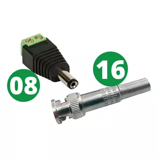 Kit 16 Conector Bnc Mola Parafuso E 8 P4 Macho Plug