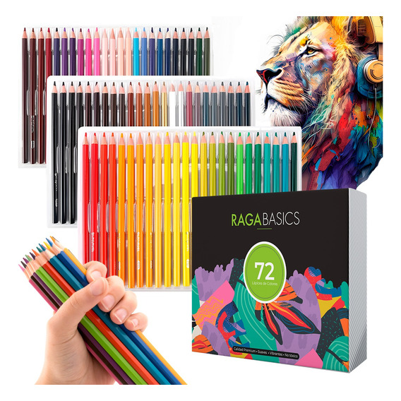 Juego De Lapices Dibujar Pintar De Colores Vibrantes 72 Pz 