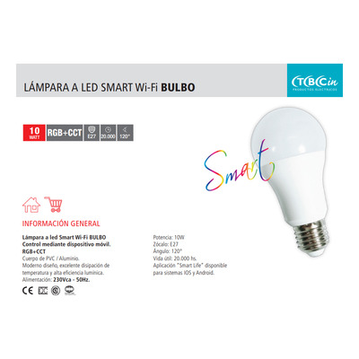 Foco Led Tbcin Tuya A60 10w E27 900lm Wi-fi Smart Life