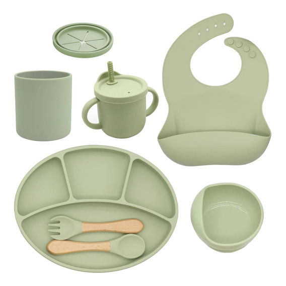 Set Alimentación Silicona Libre Bpa 8 Piezas Antideslizante