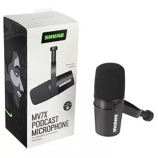 Microfone Shure Mv7x Podcast Xlr Preto Dinâmico Com Nf