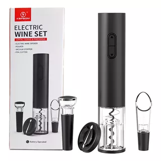 Abridor Vinho Eletrico Saca Rolha Garrafa Kit + Derramador