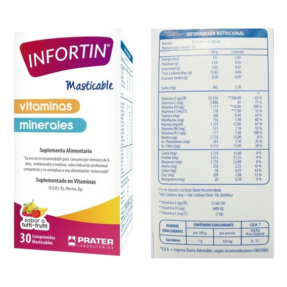 Multivitaminico Infortin Vitaminas Y Minerales Masticable  Tutti Frutti