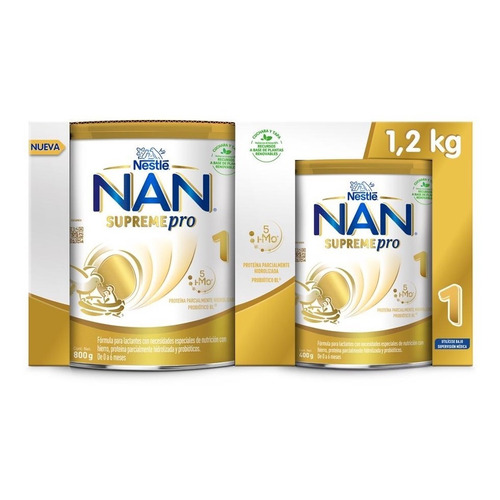 Pack X2 Alimento Lácteo Nan Supreme Pro 0 A 6 Meses - 1200gr Sabor Regular