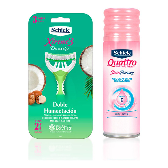 Kit Depilacion Schick Mujer Beauty + Gel Quattro Skin Therap