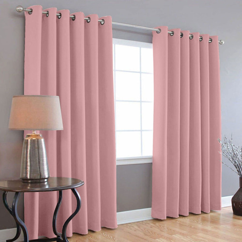 Cortinas Blackout Melocotton - Color PALO DE ROSA - 275cm de Ancho X 215cm de Alto En 2 Páneles - Aislamiento Térmico , Reduce el Ruido Exterior , Cortinas Opacas con Ojales , Lavable en Casa