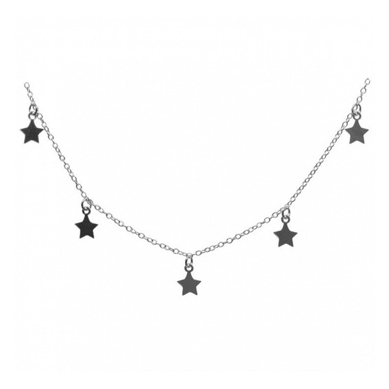 Collar Dama Cadena Colgantes Estrellas Plata 925 Caja Regalo