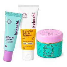 Kit Facial Kokeshi Completo 3 Passos Olhos de Gueixa, Pele de Porcelana e Gota de Colágeno