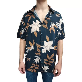 Camisa Floreada Overzise Havaiana 6 Pagos Suelta Fibrana