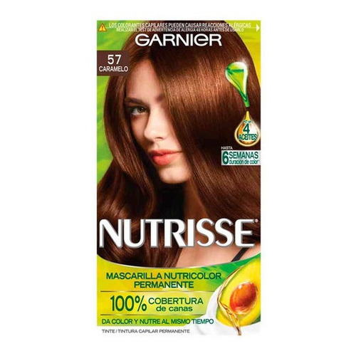Kit Tinte Garnier  Nutrisse regular clasico Mascarilla nutricolor permanente tono 57 caramelo para cabello
