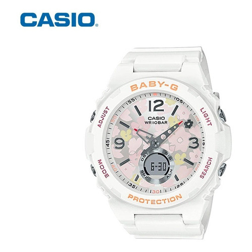Reloj Casio Unisex Baby-g Bga-260fl-7a Ag Of Belgrano Color de la malla Blanco Color del bisel Blanco Color del fondo Blanco/Floreado