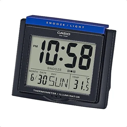 Reloj Despertador Casio Dq750 Alarma Temperatura Calendario Color