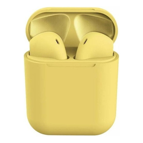 Auriculares Bluetooth Inpods 12 modelo simple, V5.3, color amarillo claro, color verde