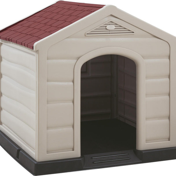 Casa Para Perro Grande Taupe Techo Rojo 92x90x89 Cms Rimax