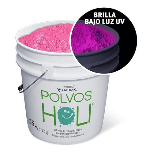 Cubeta Polvo Holi 5kg Colores Neon Glow Carreras Evento 1pz Color Rosa