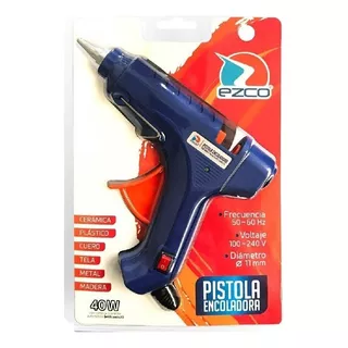 Pistola Encoladora Silicona Grande 11 Mm Ezco Con Boton 40w Color Azul