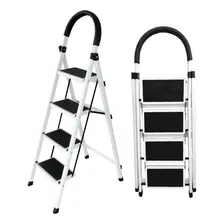 Escalera De Aluminio Bron By Gadnic 4 Escalones Estable Hogar Blanco