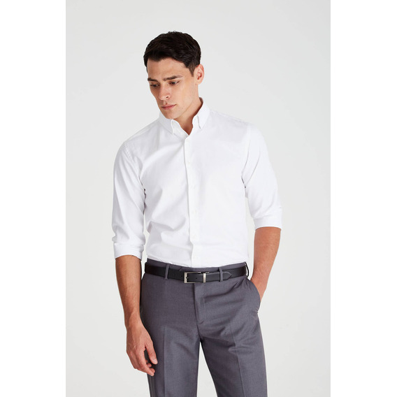 Camisa Macowens Vestir En Ratier Blanca Hombre 44106017