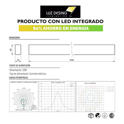 Perfil Led Dyna Negro 120cm Dinámico Lineal 25w Lk  