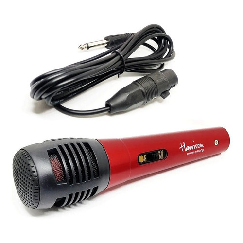Micrófono Kanji Kara Karaoke Cable Ficha 6.3 Mm Color Rojo