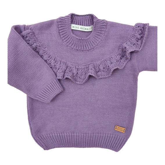 Sweater Canesu Mini Anima Tejido Bebe Kids Abrigo  Malva