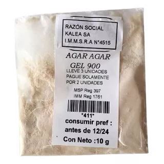 Suplementos Agar Agar 10gr Gel 900