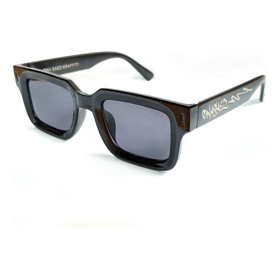 Lentes Sol Anteojos Ona Saez Hombre Mujer Modelo Graffiti Lente Negro Varilla Negro Armazón Negro Diseño Ocean