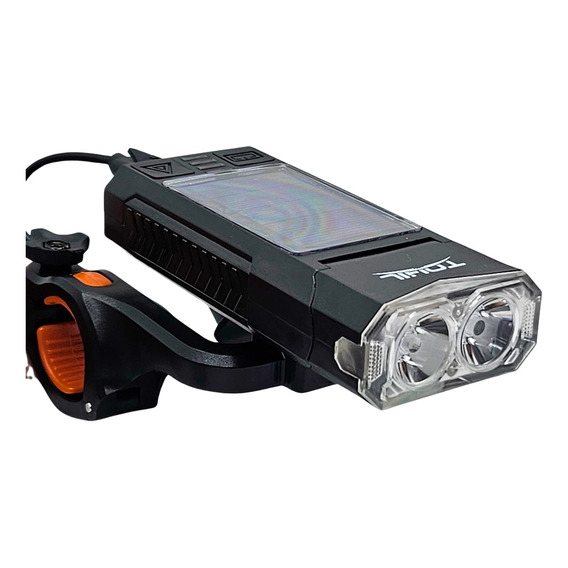 Lampara Luz Bicicleta Solar 3 En 1 Claxon Power Bank Y Luz