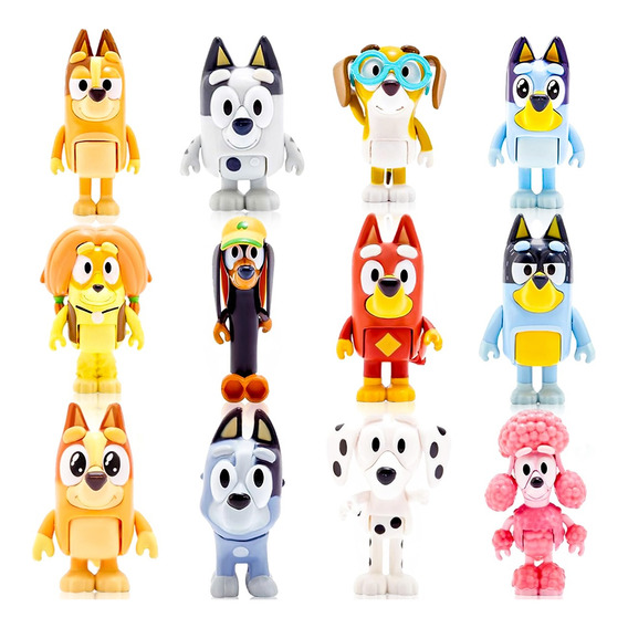 12pcs Bluey Familia Y Amigos Figura Modelo Juguete Regalo