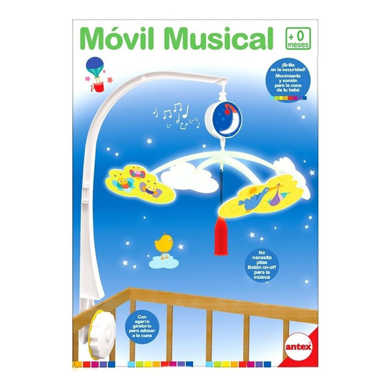 Movil Cunero Giratorio Para Bebe Musical Nubes Esferas Cuna
