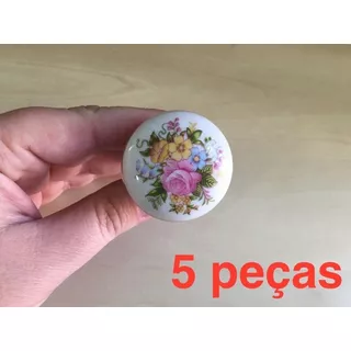 (5pçs) Puxador Porcelana Rosa & Floral Moveis 35mm 85-07