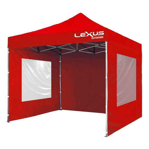 Gazebo Plegable 3x3 Impermeable Paredes Laterales Y Ventanas Color Rojo