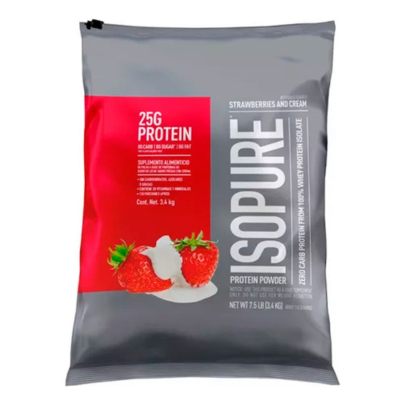 Isopure Proteína Cero Carbohidratos 7.5 Lbs Sabores Sabor Fresa Con Crema