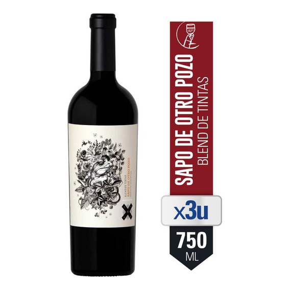 Vino Sapo De Otro Pozo Blend De Tintas 750 Ml X3 Unidades