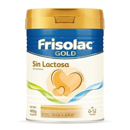 Leche de fórmula en polvo Frisolac Gold sin Lactosa en lata de 1 de 400g - 0  a 12 meses