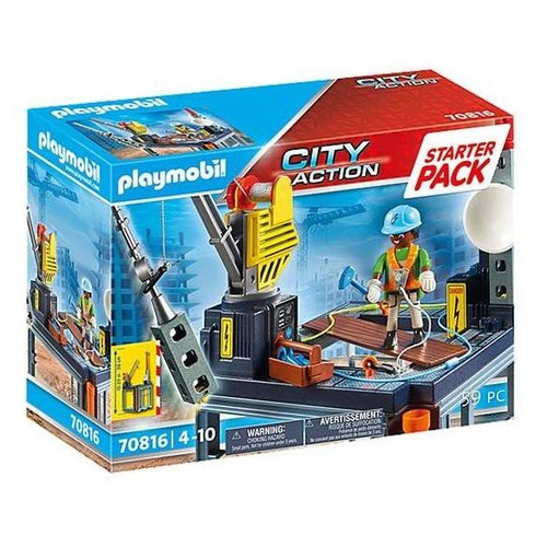 Figura Armable Playmobil Starter Pack Construcción Con Grúa